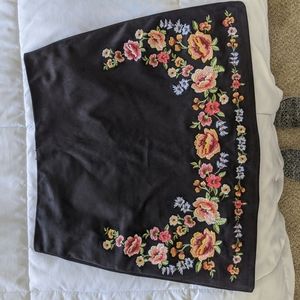 Black Embroidery Mini Skirt
